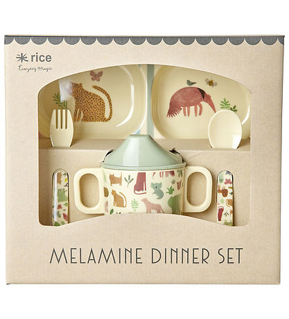 Rice Spises?t - Melamin - 4 stk. - Sweet Jungle Print