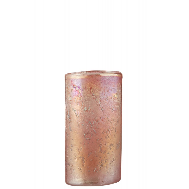 Vase ovale en verre rose 13x8x25 cm