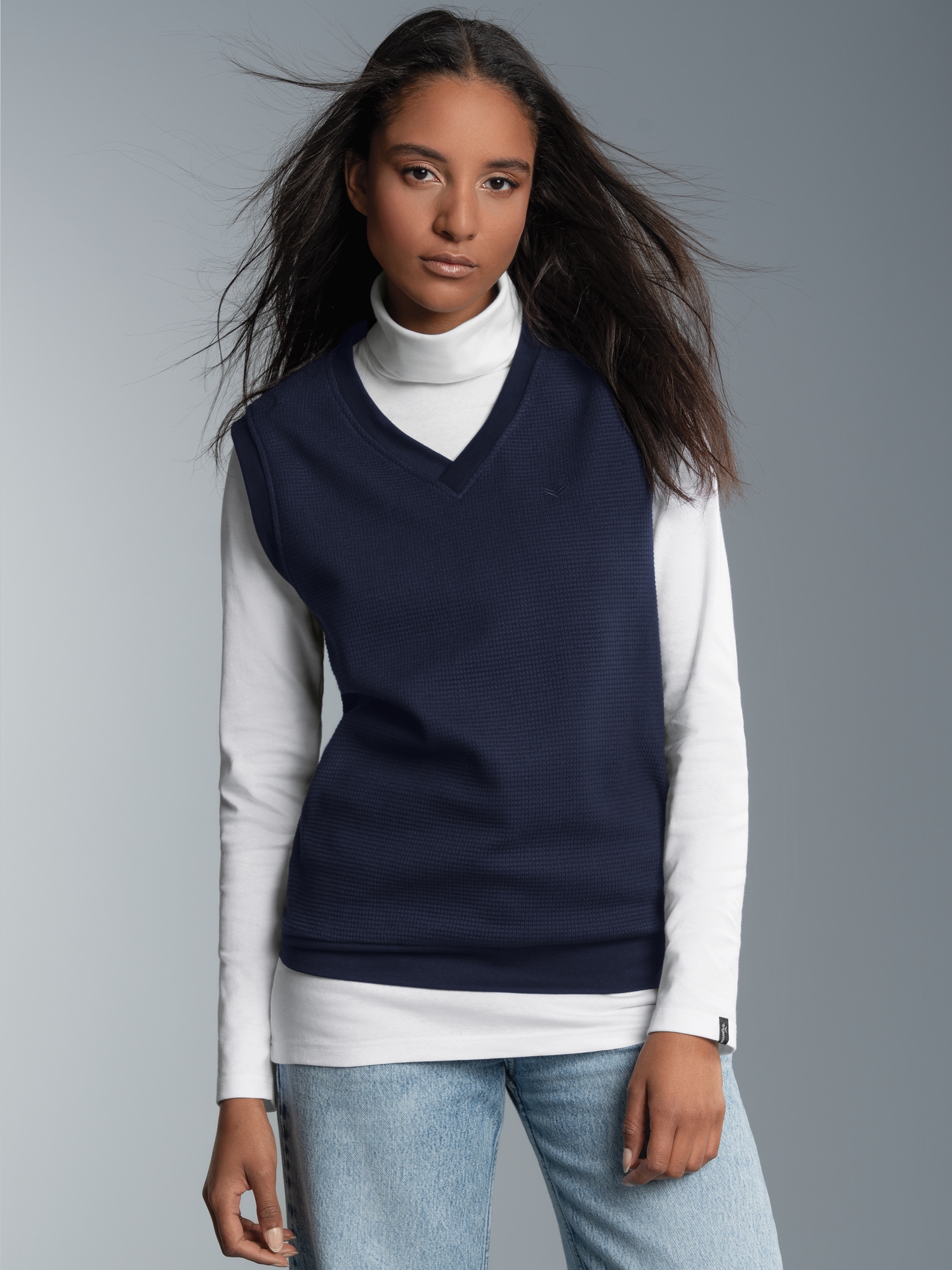 Pullunder in Waffeloptik Navy