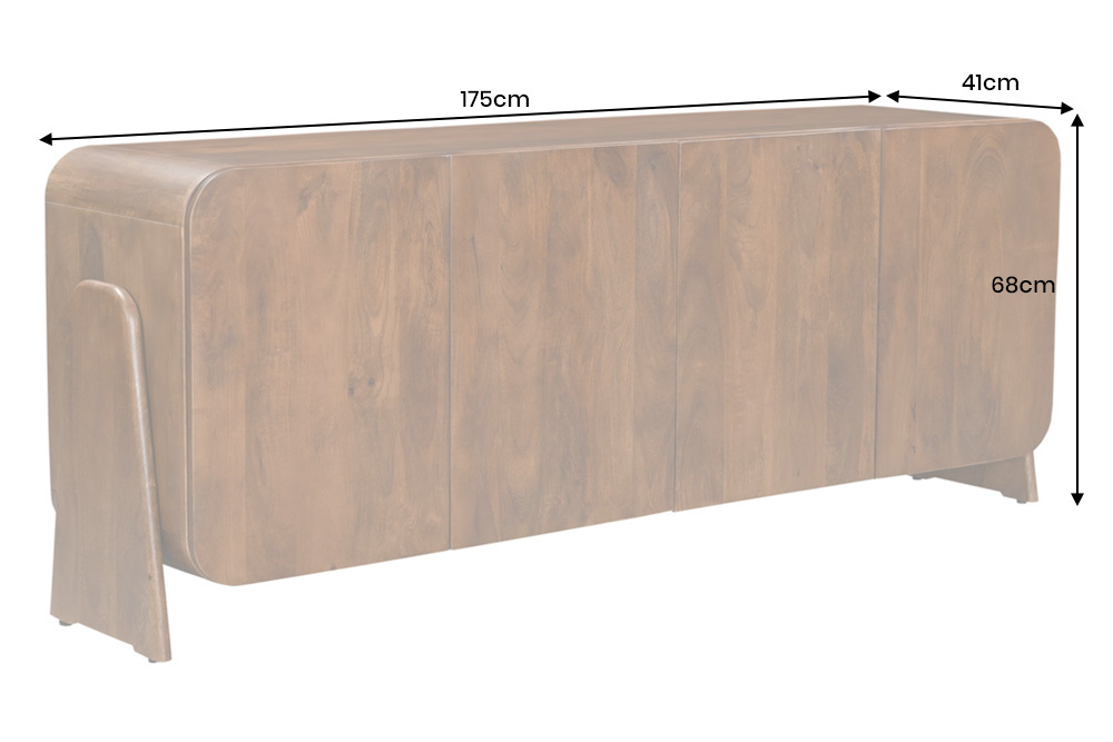 Massives Sideboard BRASIL 175cm braun Mangoholz sechs Fächer