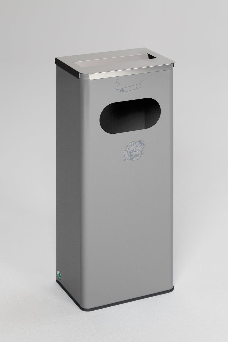 PROREGAL Robuuste Combi-asbak met RVS Deksel HxBxD 76 x 31 x 22 cm Gegalvaniseerd Staal Zilver