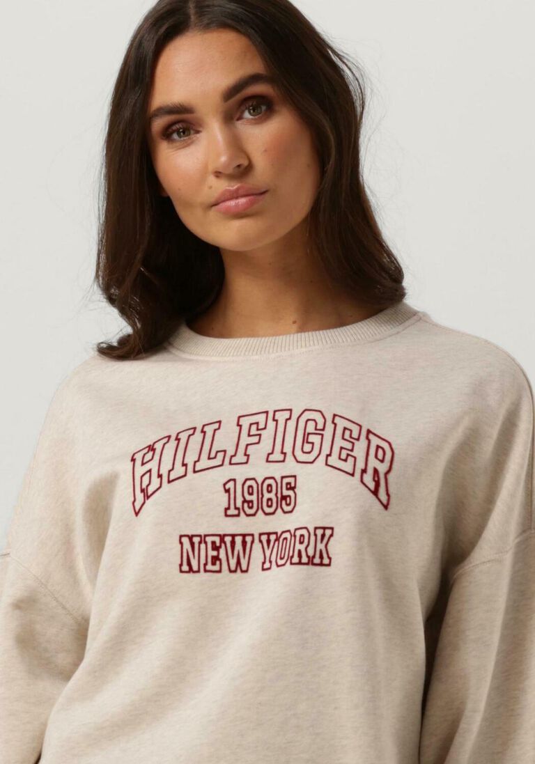 TOMMY HILFIGER beige tommy hilfiger trui rlx varsity open-nk sweatshirt