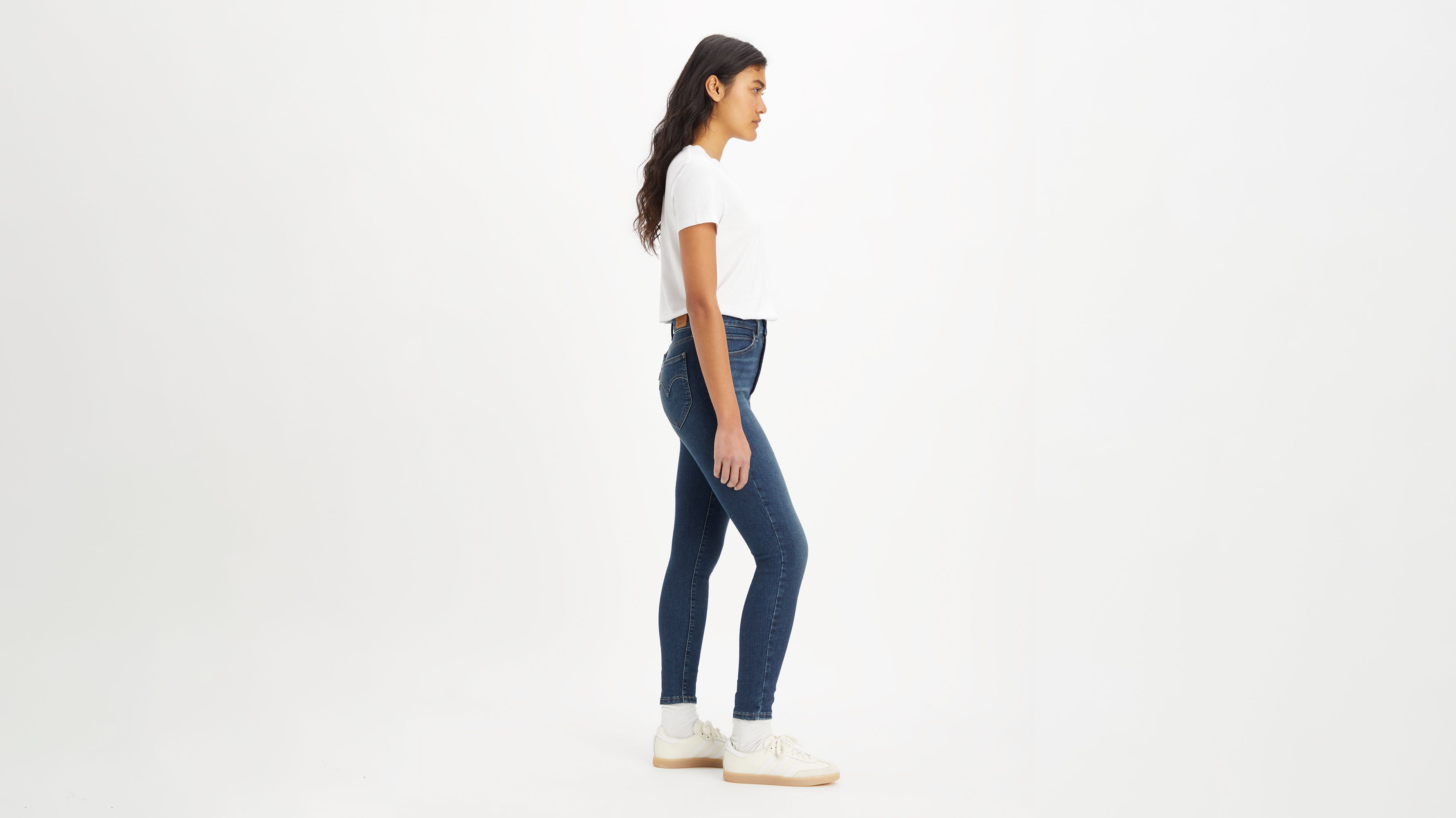 Jean taille haute skinny rétro - Valuable Time - Bleu