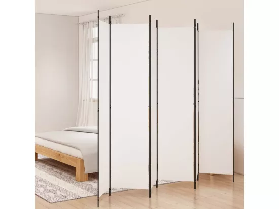 Cloison de séparation 6 panneaux Blanc 300x220 cm Tissu
