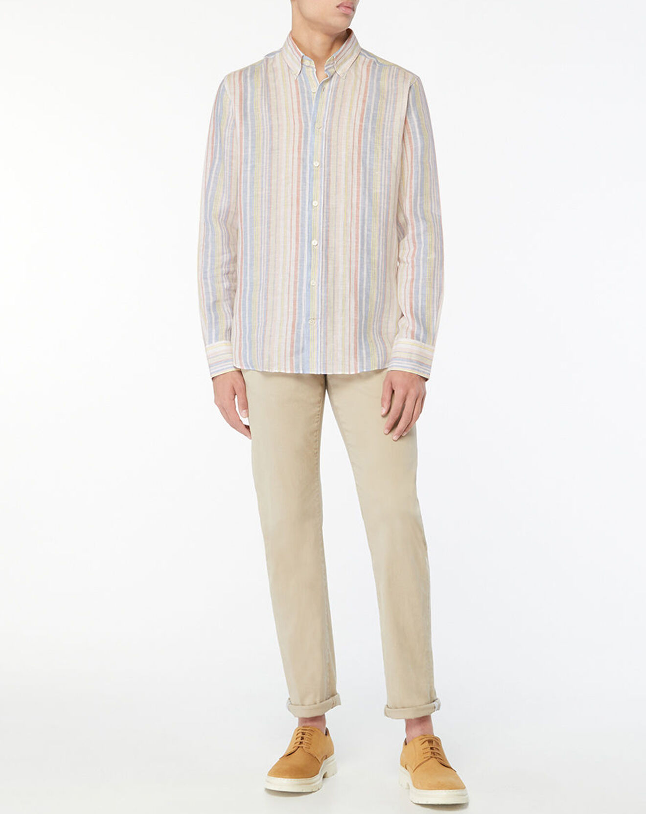 Hackett London Chemise 100% Lin Slim Fit Sorbet multicolore
