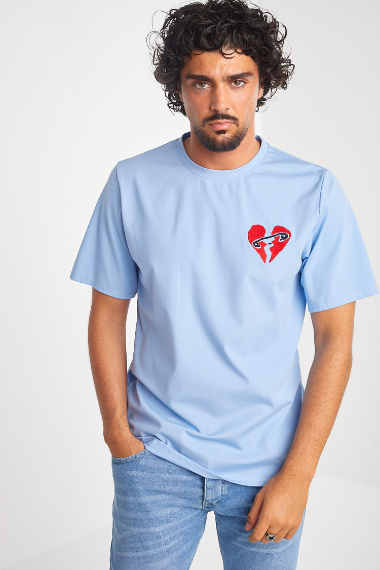 T-shirt bleu coeur brisé
