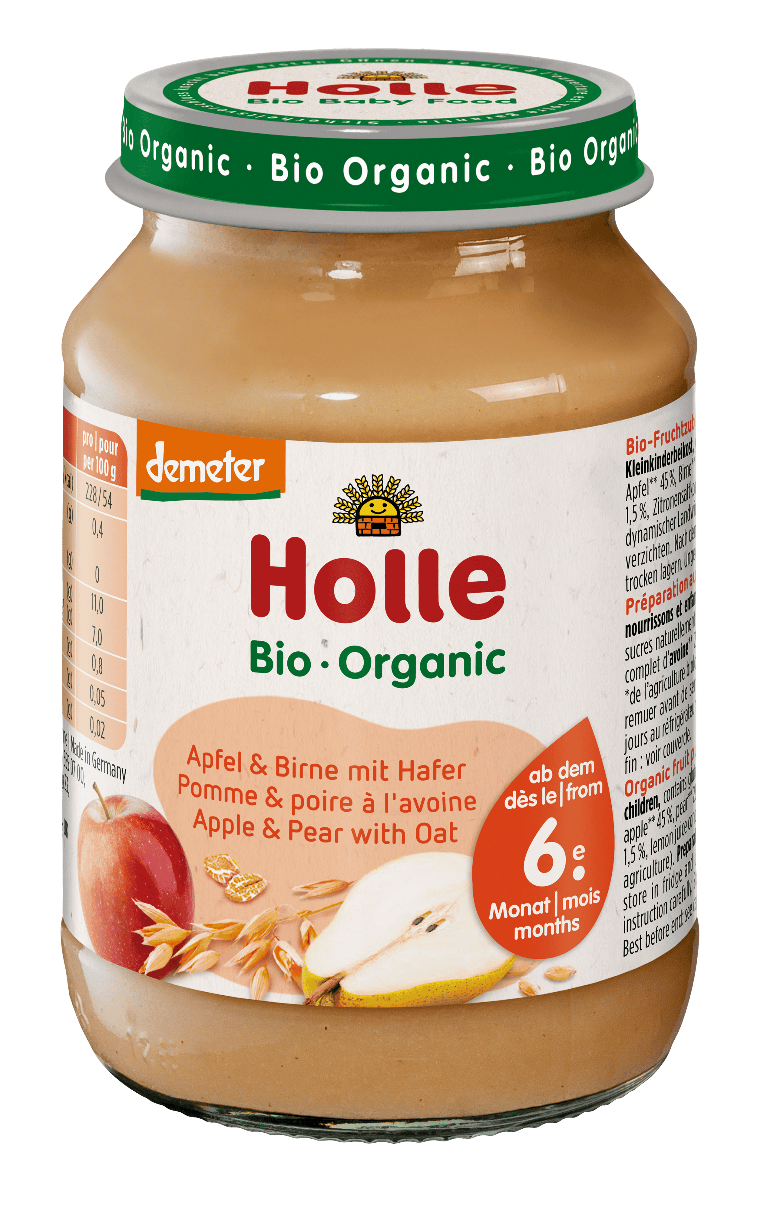 HOLLE Apfel & Birne mit Hafer 190 g