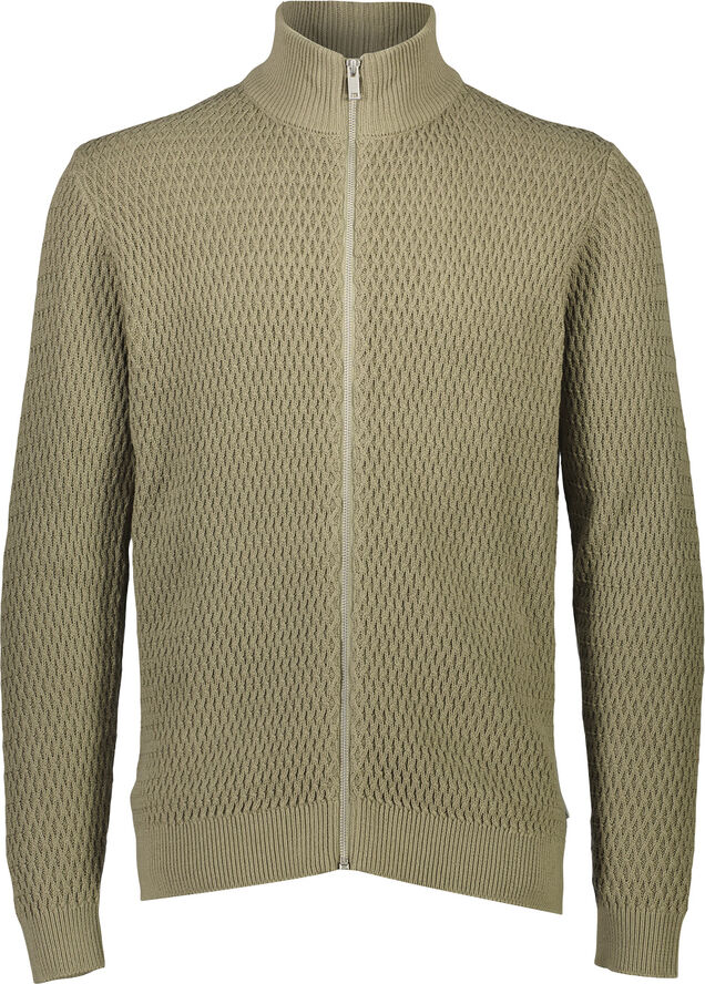Lindbergh Zip through structure cardigan Dk khaki