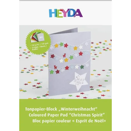 Heyda Tonpapier-Block Winterweihnacht 130 g/m² A4, 10 Blatt