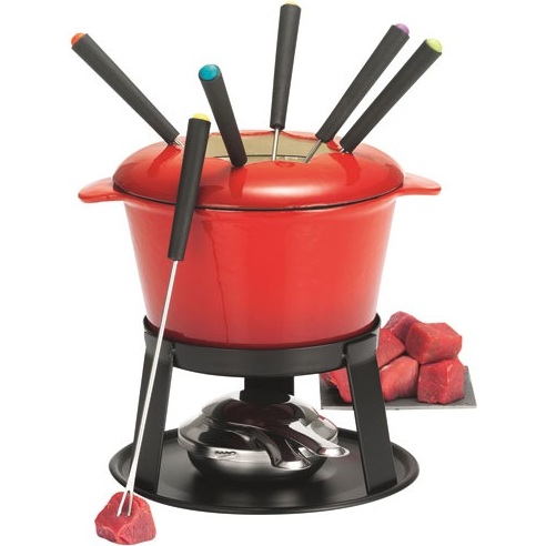 Service à fondue bourguignonne rouge