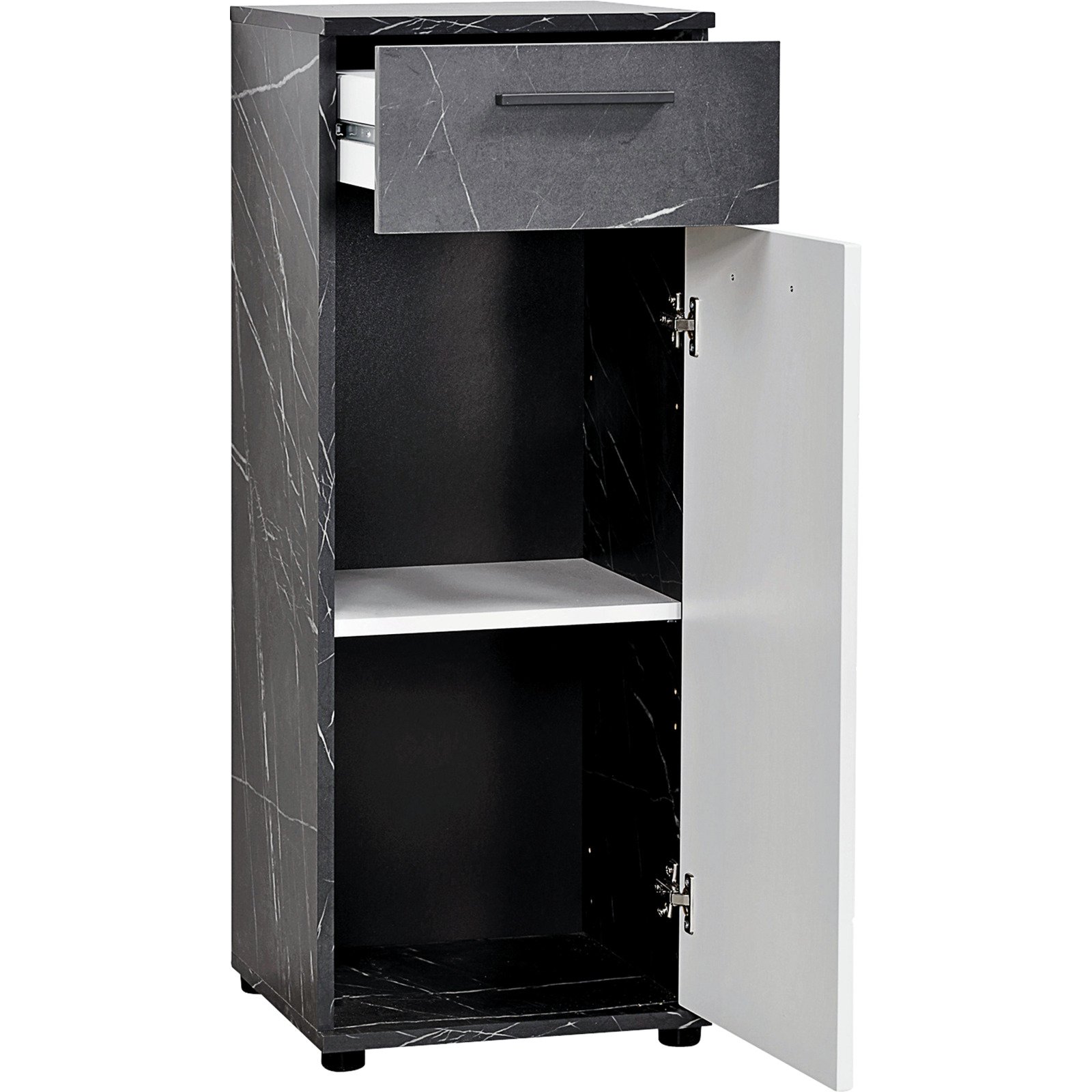 Badkommode Bergen Marmor-Optik schwarz-weiss 35 x 92 x 35 cm