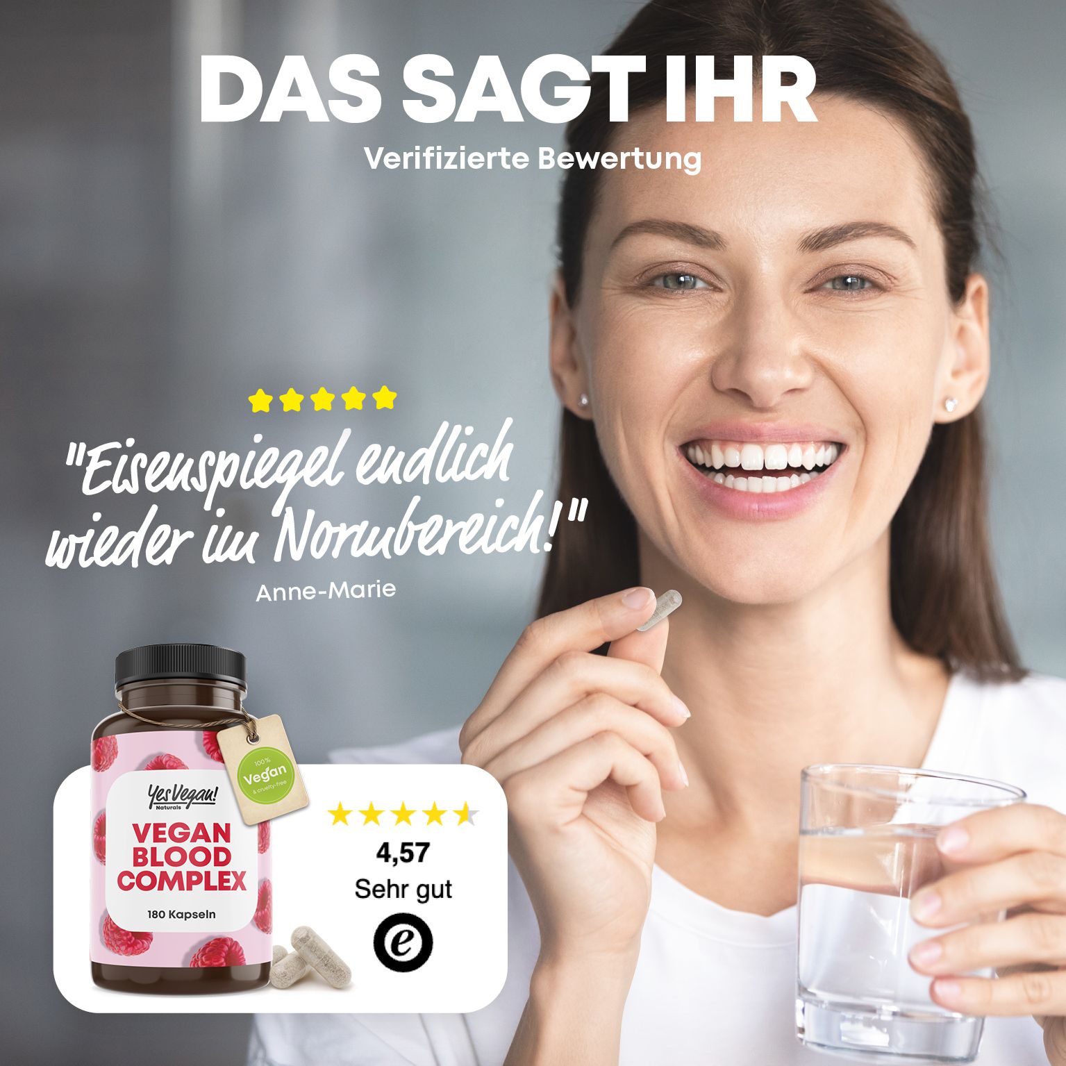 Eisen hochdosiert (180 Kapseln) Vitamin A, Vitamin B2 und B12, Folsäure, Vitamin, gegen Eisenmangel