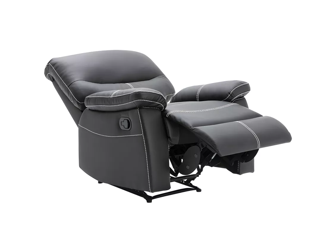 Canapé 3 places et un fauteuil relax en simili noir CANBY