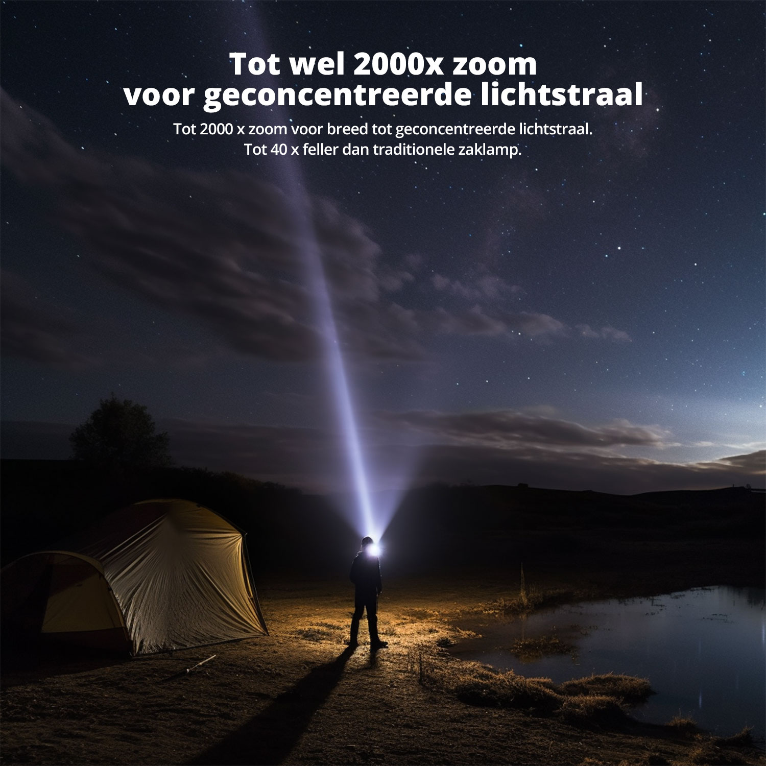 FlinQ set van 2 Militaire zaklampen met batterijen