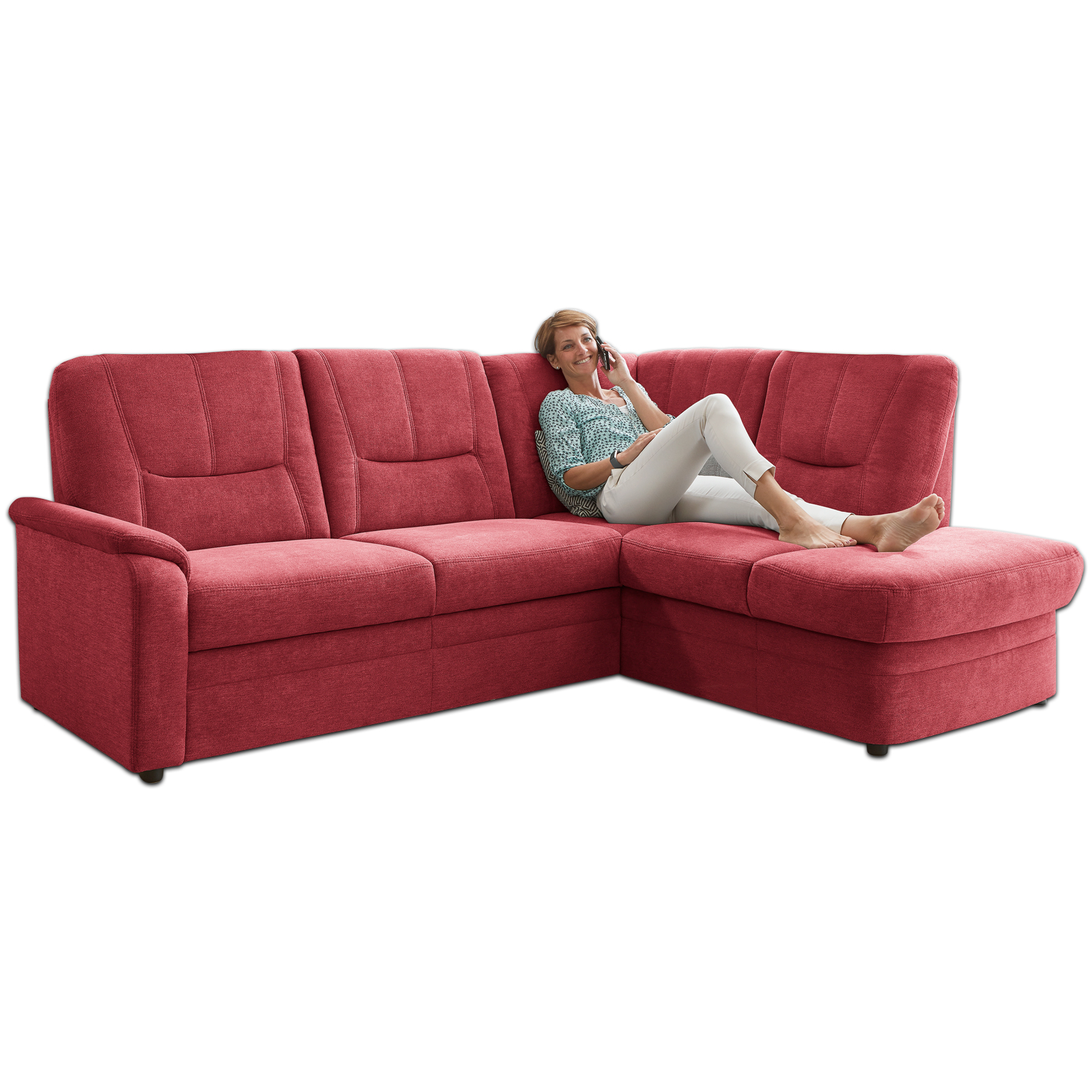 polsterpower Ecksofa - rot - Basismodell - Kombielement rechts