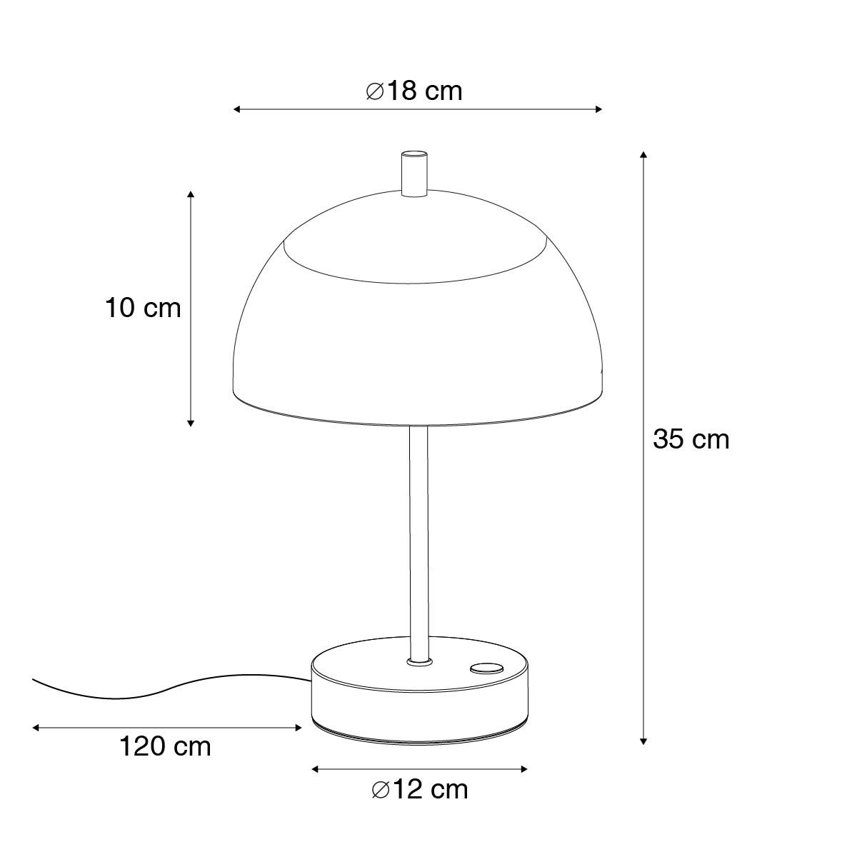 Tafellamp mushroom zwart met opaal glas incl. LED - Djent
