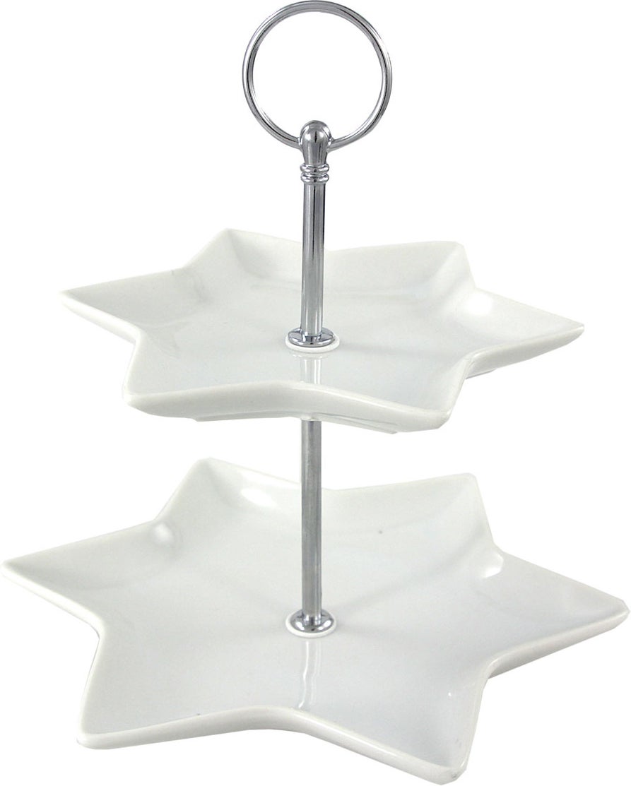 Etagère Ster 2-laags wit / zilver 21 x 19 x 25 cm