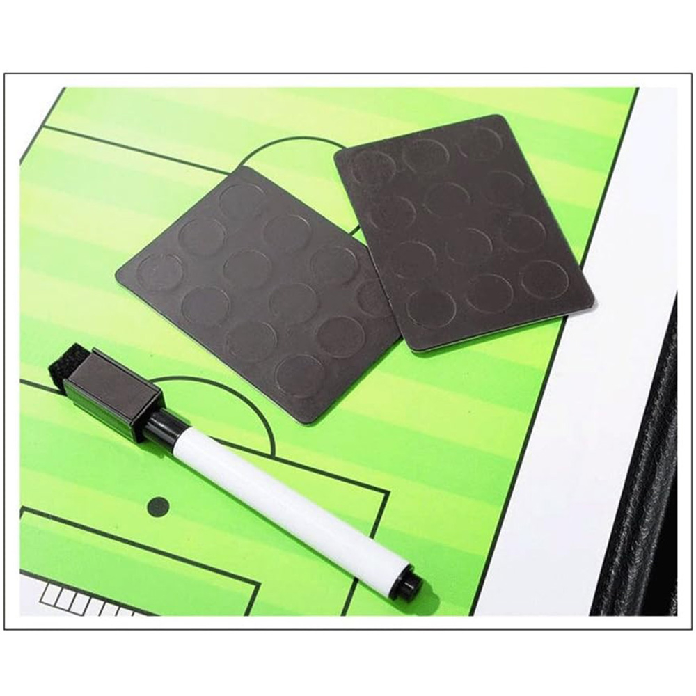 Leder Fussball Taktikmappe Magnetische Sport Tafel Coach Board mit Zubehör - Schwarz