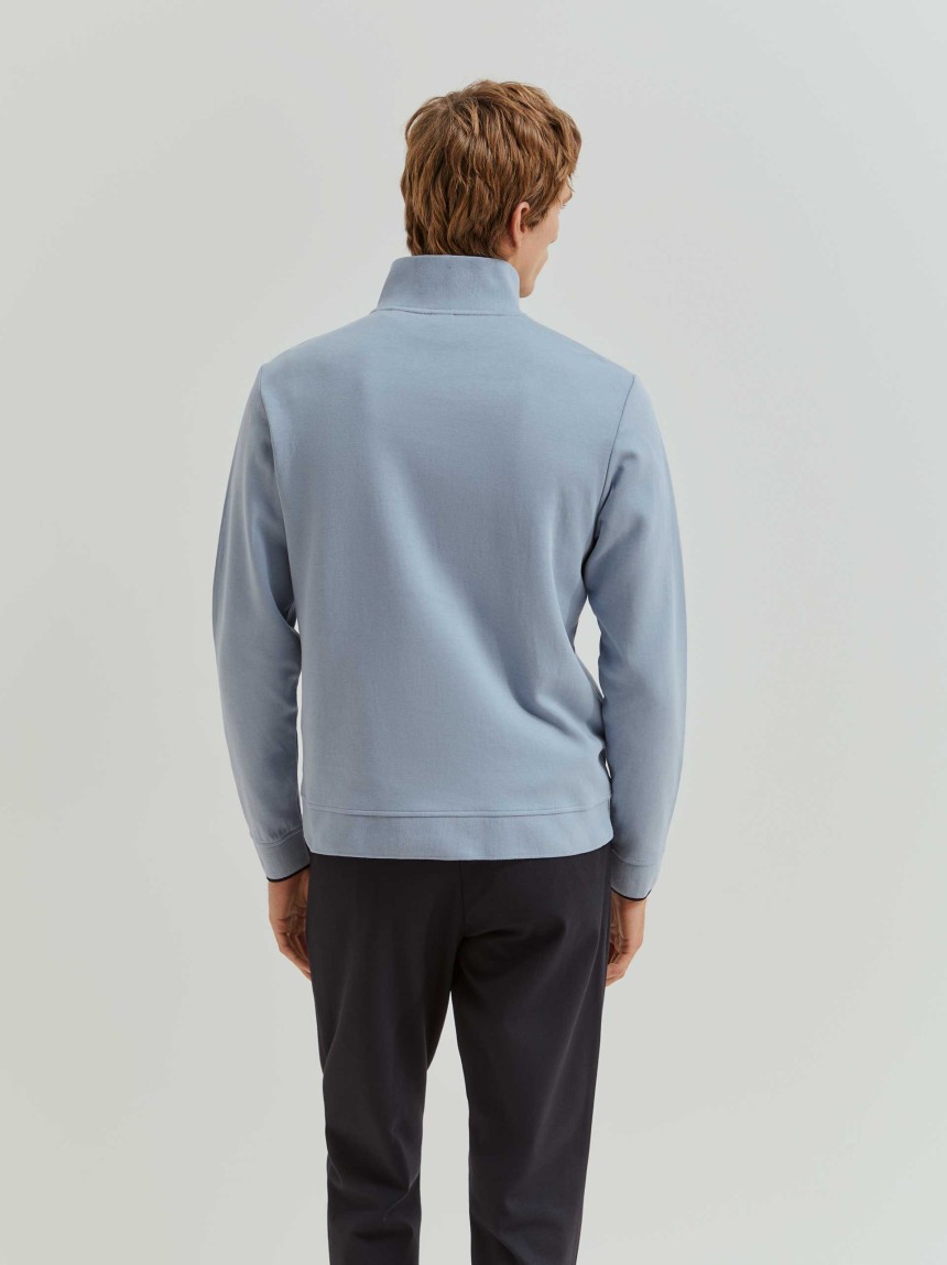 Sweater Manga Comprida com gola meio fecho