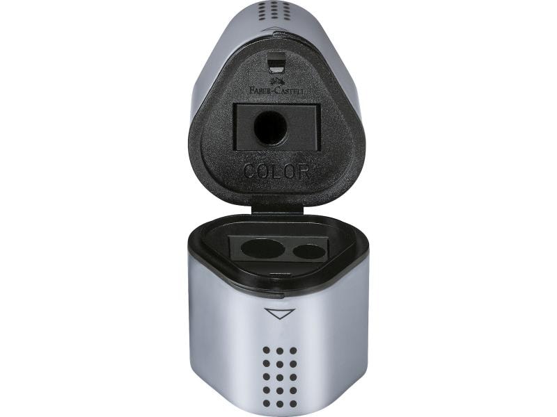 Faber-Castell Spitzer Grip 2001 Dreifach Manuell, Silber Mit Behälter aus Kunststoff