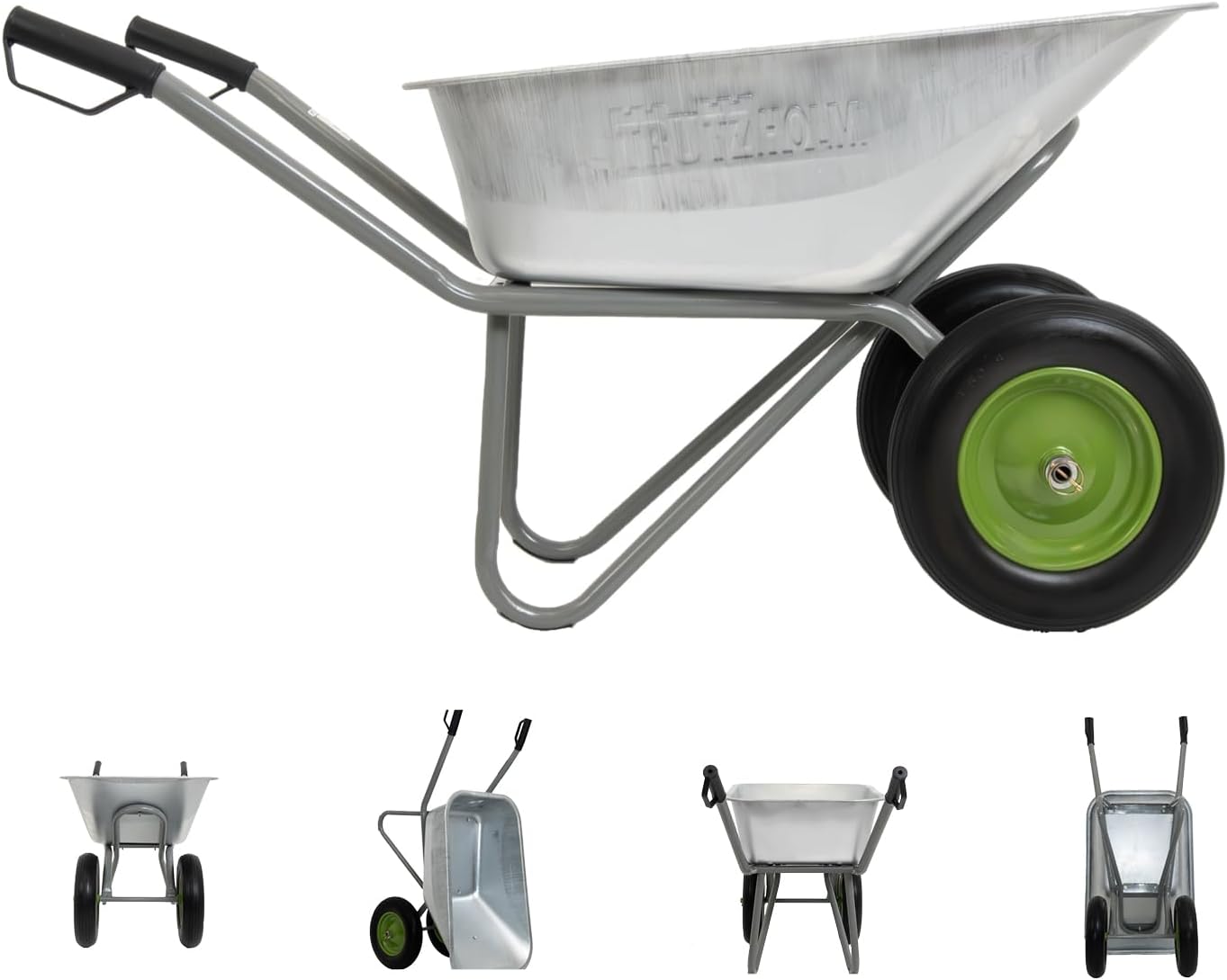 TRUTZHOLM 2-Rad Schubkarre 150L 150kg | stabile Gartenkarre Baukarre kippsicher | verzinkte Wanne | pannensichere PU-Räder | pulverbeschichteter Stahlrahmen | Sicherheitsgriffe | Zweirad