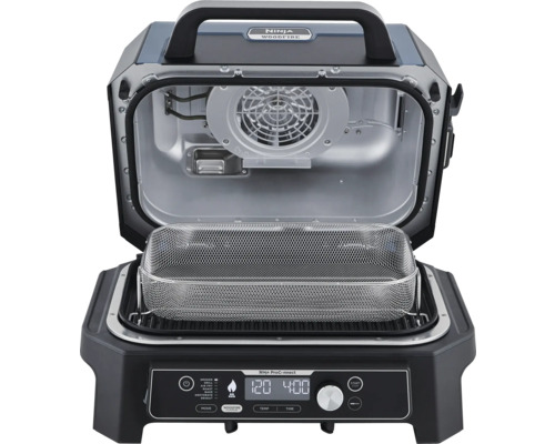 Ninja Woodfire Pro Connect XL 7-in-1 elektrische BBQ-rookoven voor buiten, app-bediening, airfryer met houtpellets, 1,7 kW