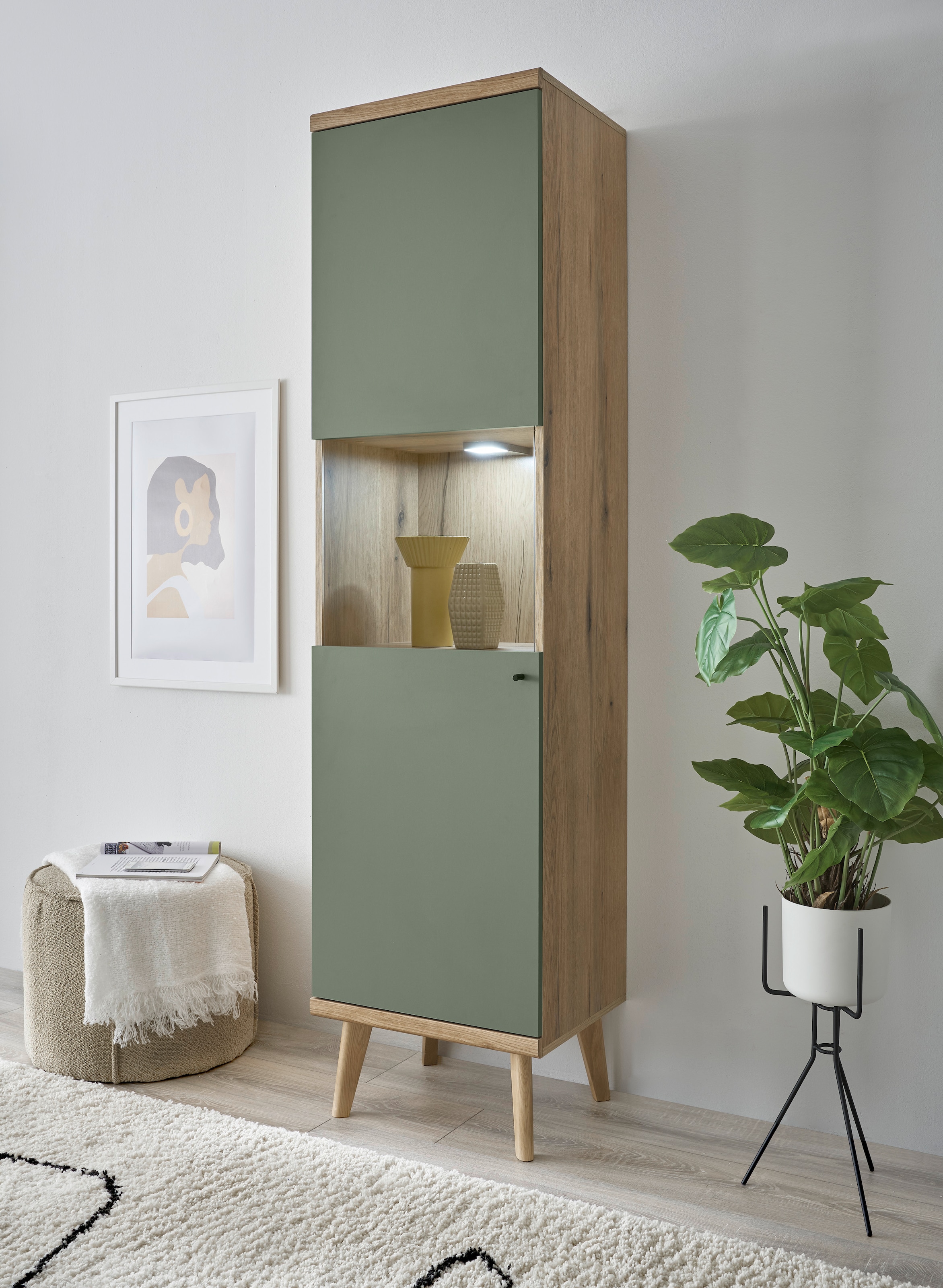 INOSIGN Vitrine »MAVAS« in moderner Trendfarbe, Giffe aus Metall (Schwarz), Höhe 197 cm
