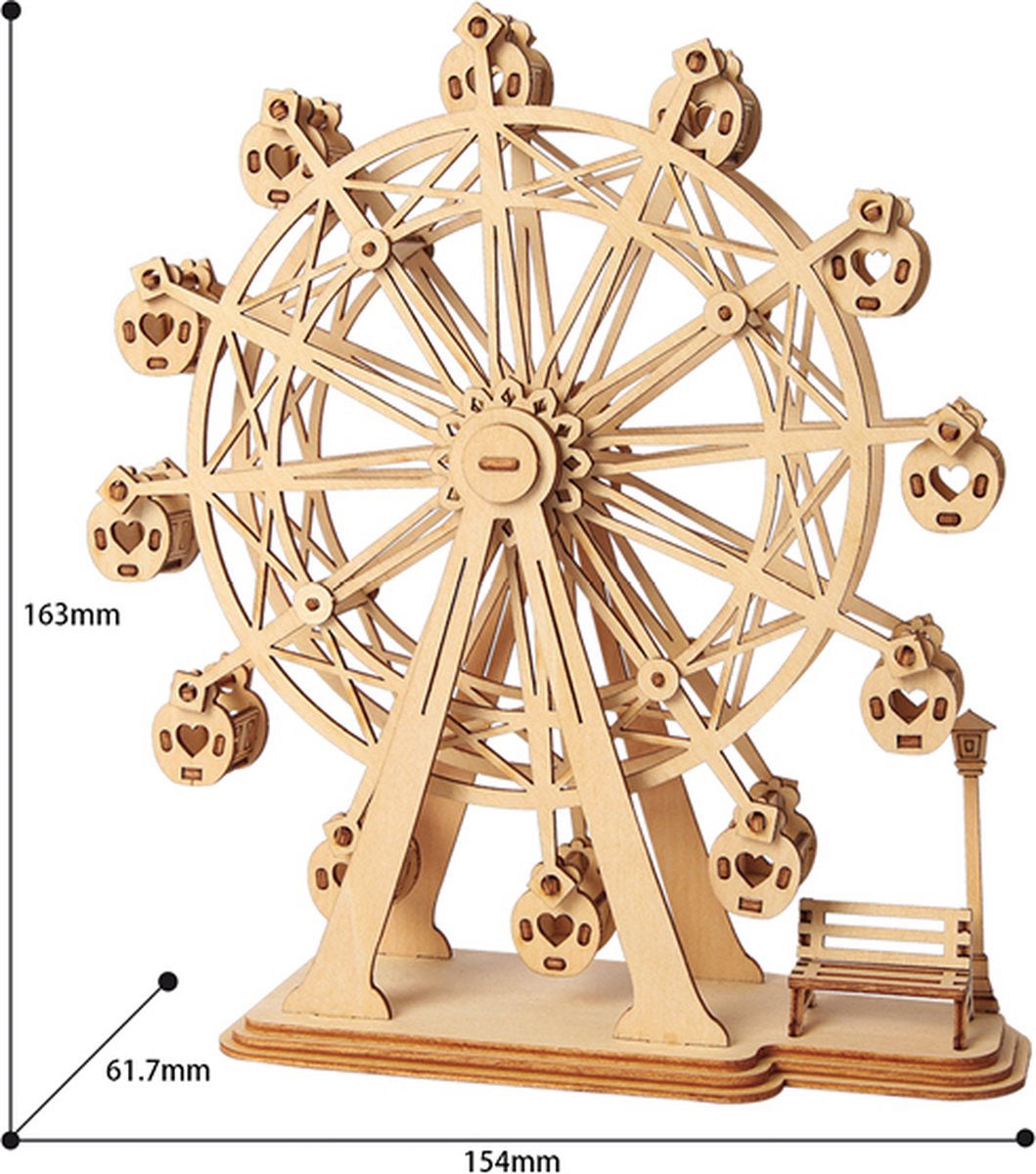 Robotime 3D puzzel Rolife reuzenrad 15,5 x 6,2 x 16,5 cm