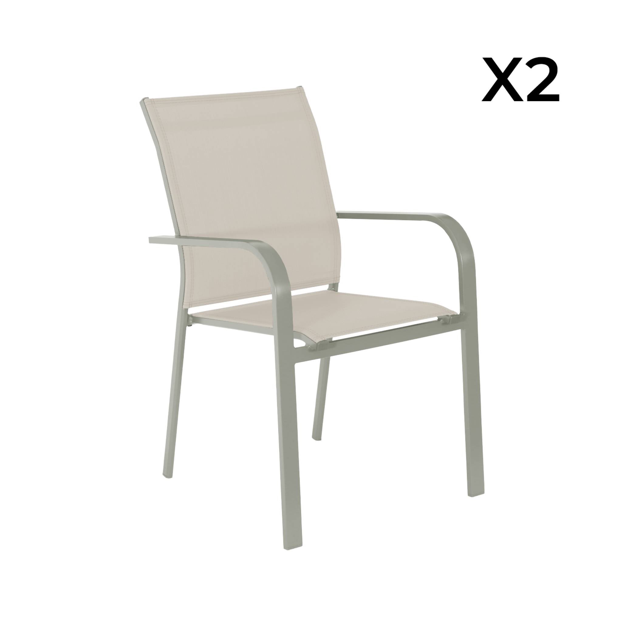 sweeek - Stapelen tuinstoelen van aluminium en textileen (Set van 2)