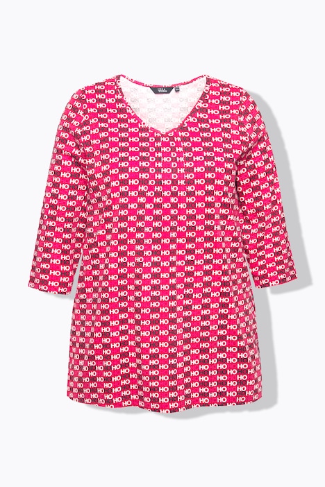 Shirt, Ho Ho Ho, A-Linie, V-Ausschnitt, 3/4-Arm
