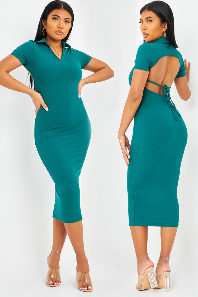 Robe dos nu col polo verte