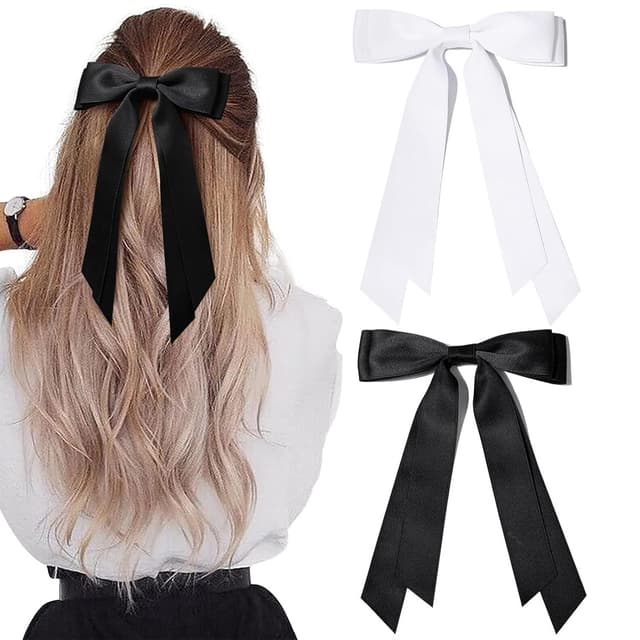 2 stykke sløjfe hårclips Sort + Hvid