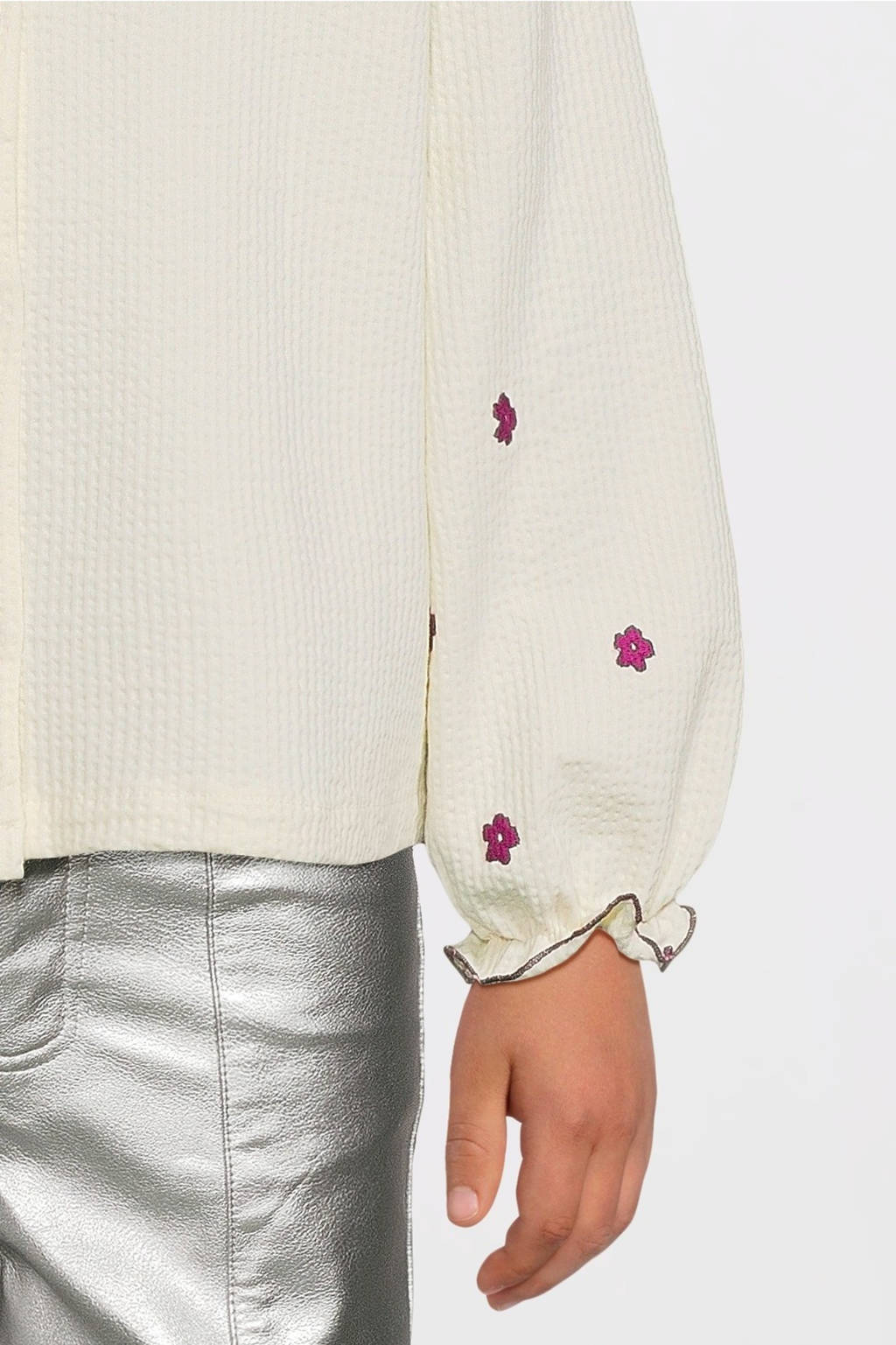 Your Wishes blouse met printopdruk en borduursels ecru/roze