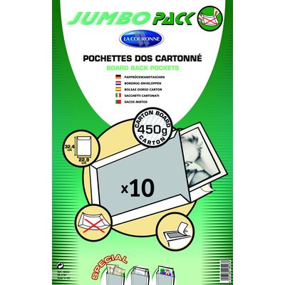 La Couronne - 10 Pochettes blanches dos carton - C4 229 x 324 mm - bande auto-adhésive
