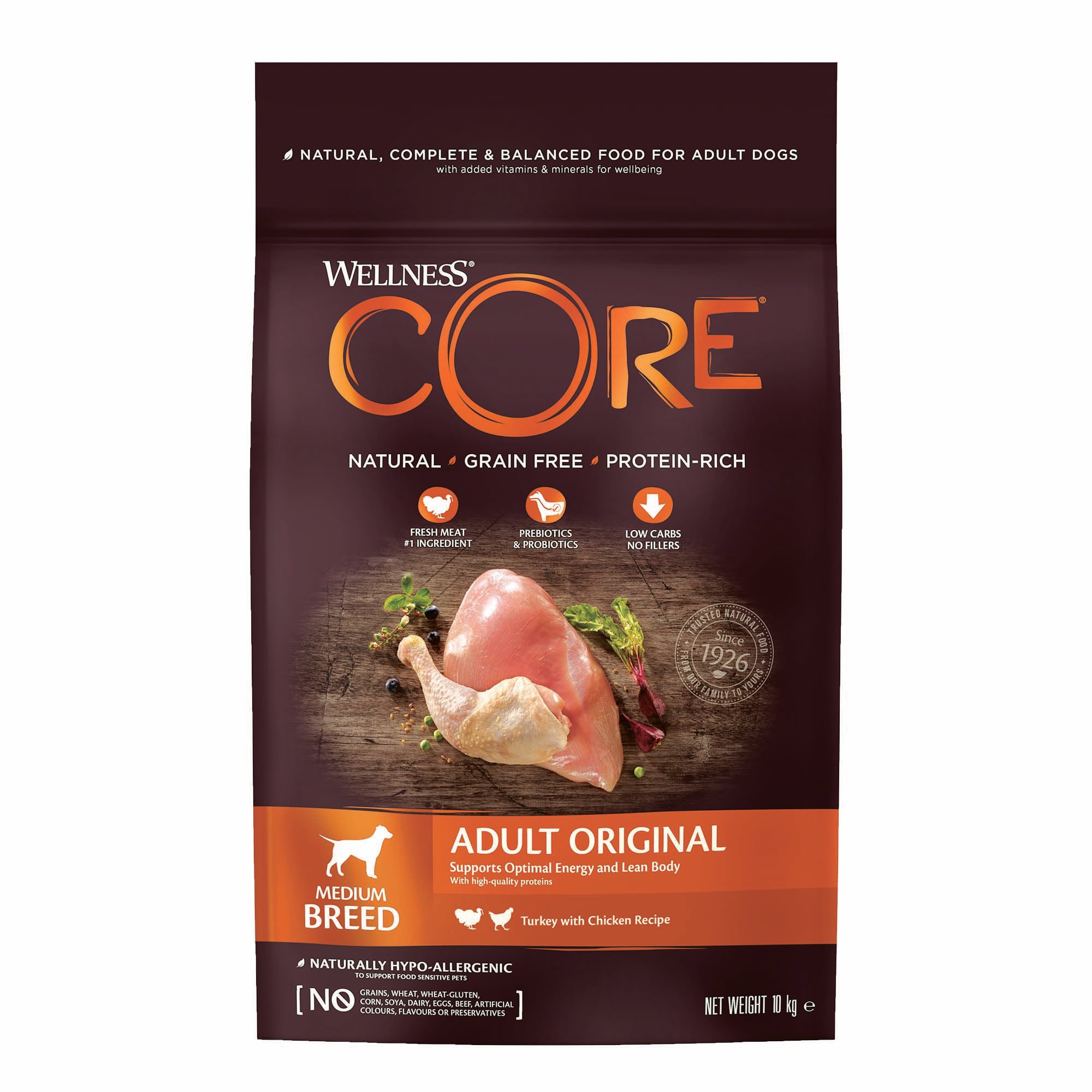 Wellness CORE Adult original Medium-Breed - Hondenvoer - 10 Kilogram - kalkoen, kip