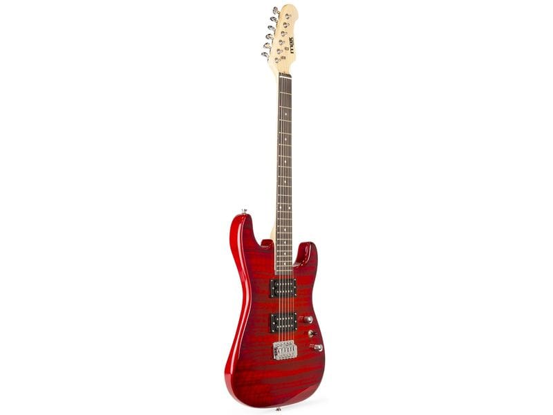 MAX E-Gitarre GigKit Quilted Style Rot E-Gitarre mit Zubehör