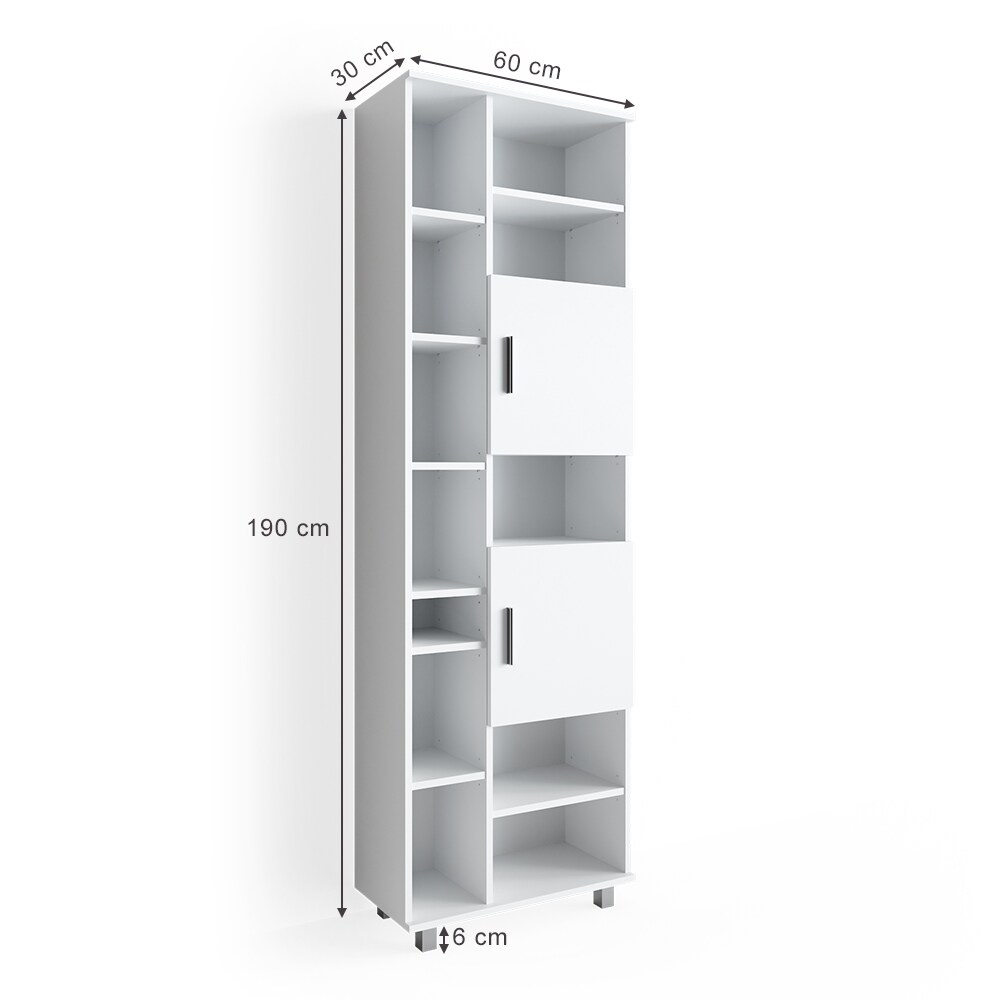 VICCO Badschrank ILIAS 190 x 60 cm Weiß - Hochschrank Regal Badregal