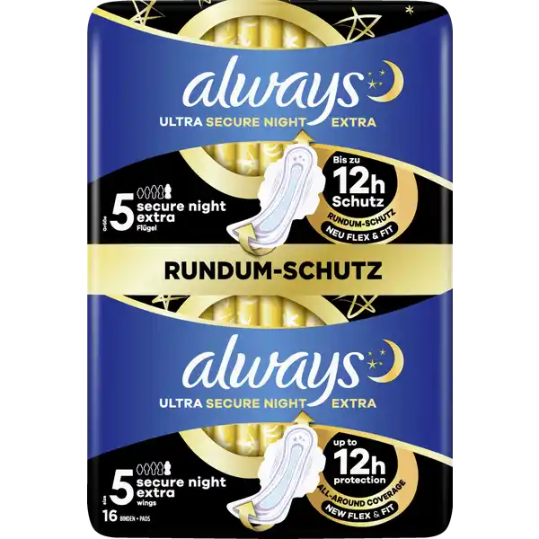 Ultra Secure Night Binden Extra mit Flügeln Big Pack