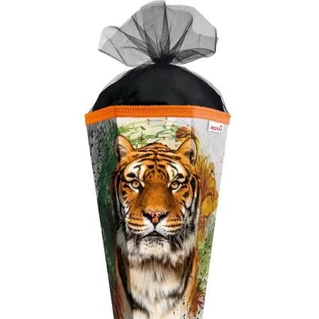 Roth Schultüte Tiger mit Tüllverschluss, 85 cm, eckig