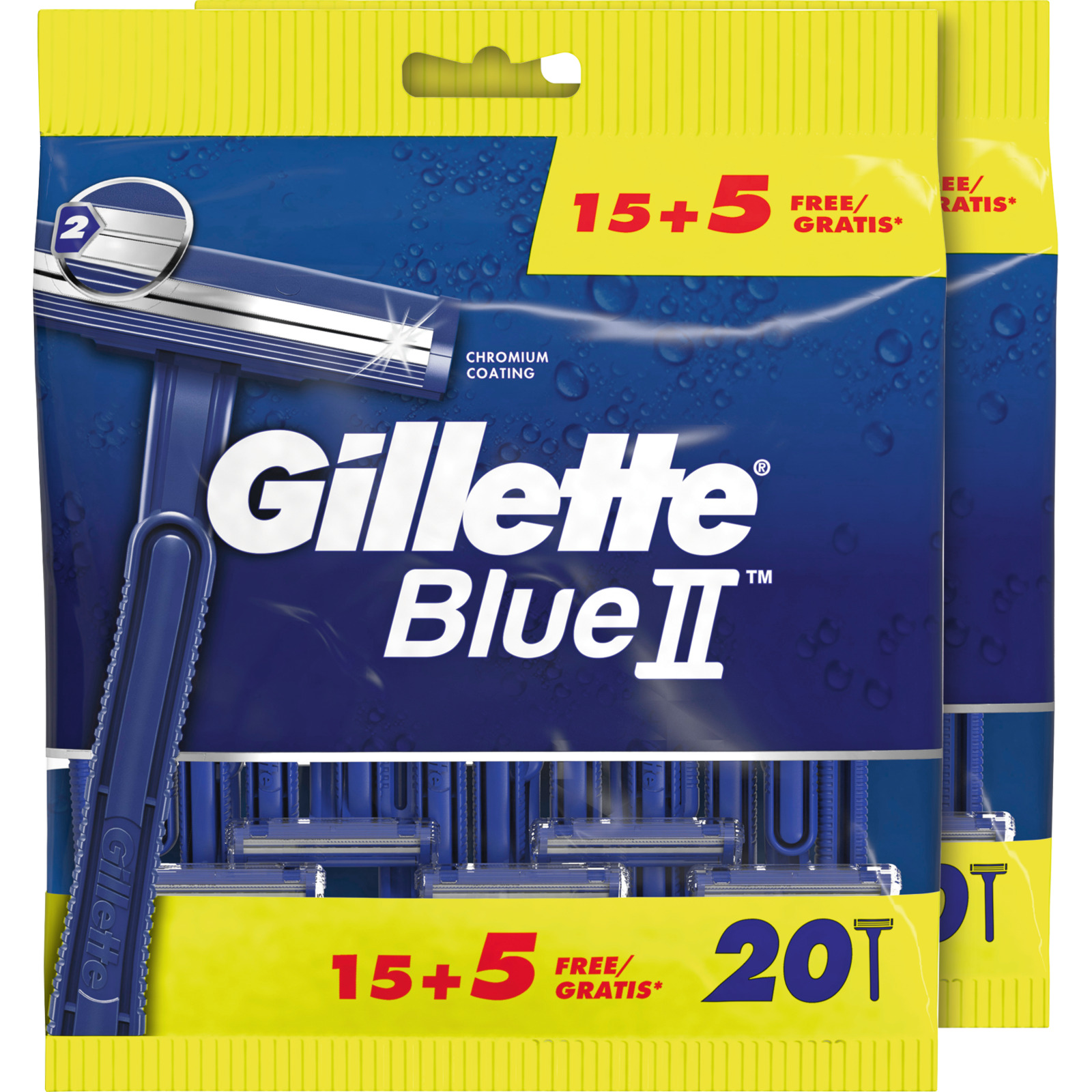 Gillette Einwegrasierer Blue II 2 x 15 Stück + 5 Stück Gratis