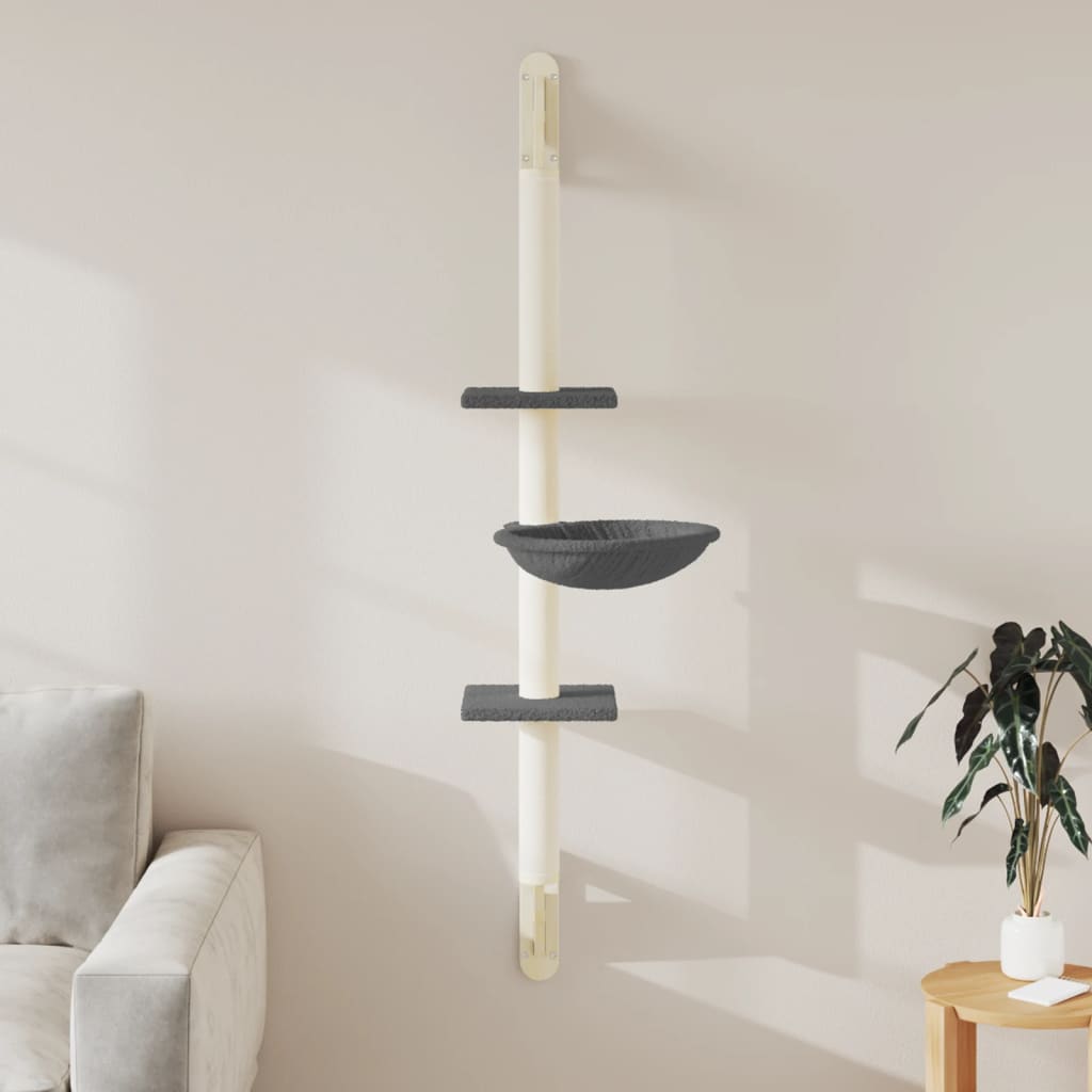 Arranhador de parede para gatos vidaXL, cinza escuro, 142,5 cm