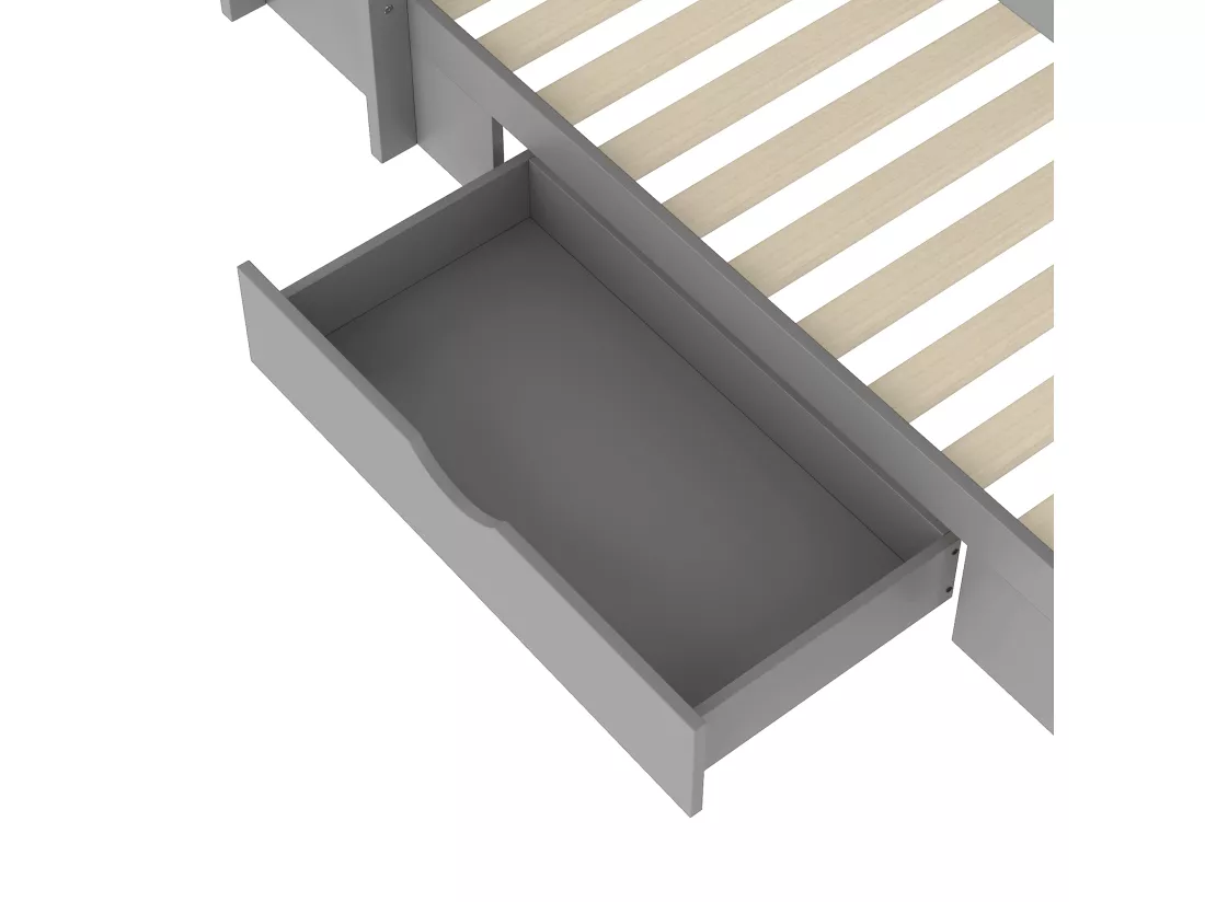 Lit superposé pour enfant 2x90x200cm - avec un tiroir et compartiments - Gris