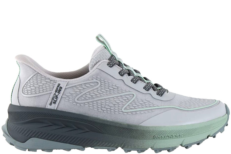 SKECHERS SWITCH BACK-MIST SNEAKERS I LYSEGRÅ TEKSTIL SLIP-INS