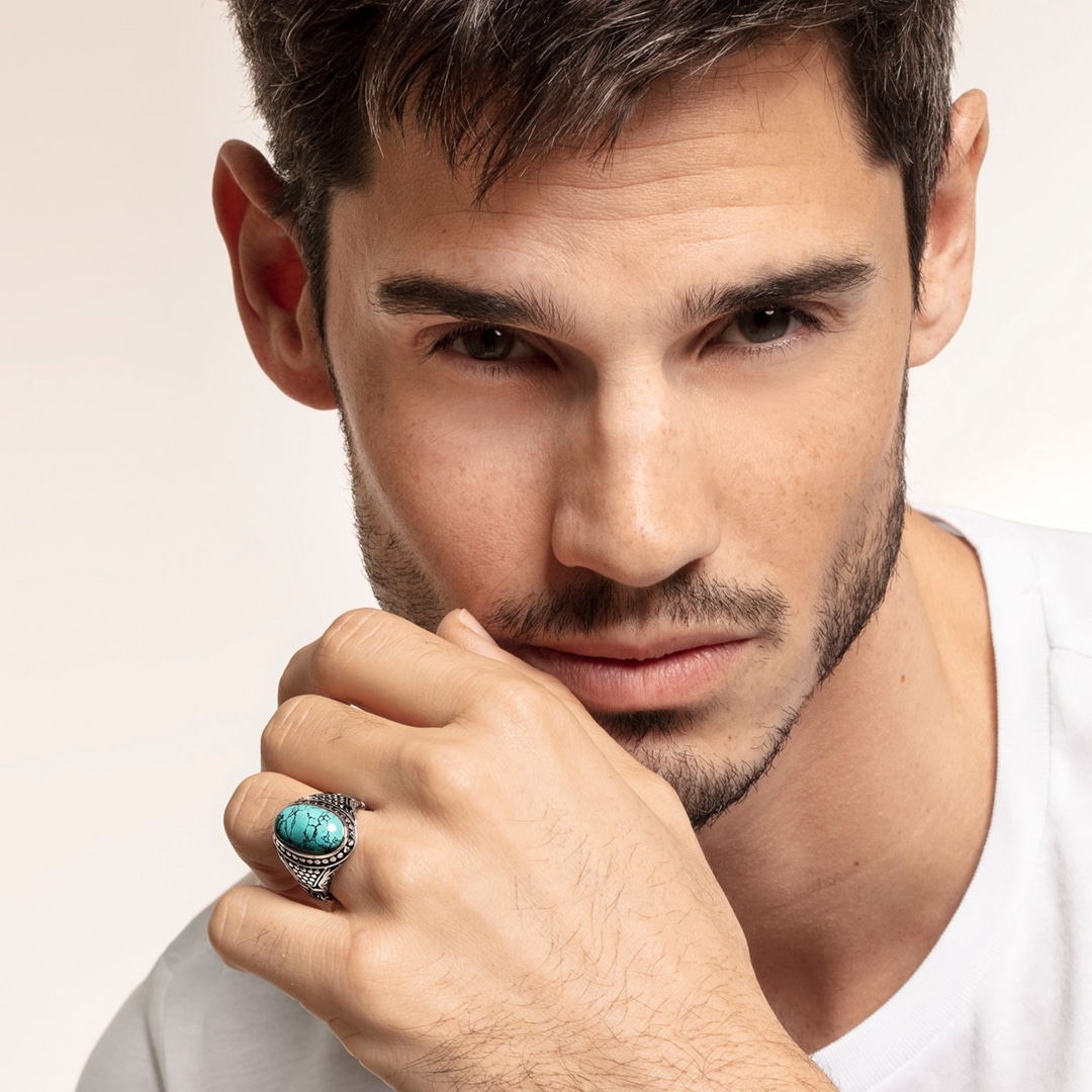 Thomas Sabo Sterling Silver Rebel at Heart Ring Türkis