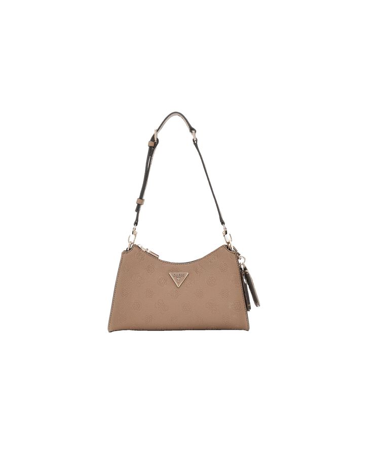 GUESS CRESIDIA TOP ZIP SHOULDER BAG Dark taupe