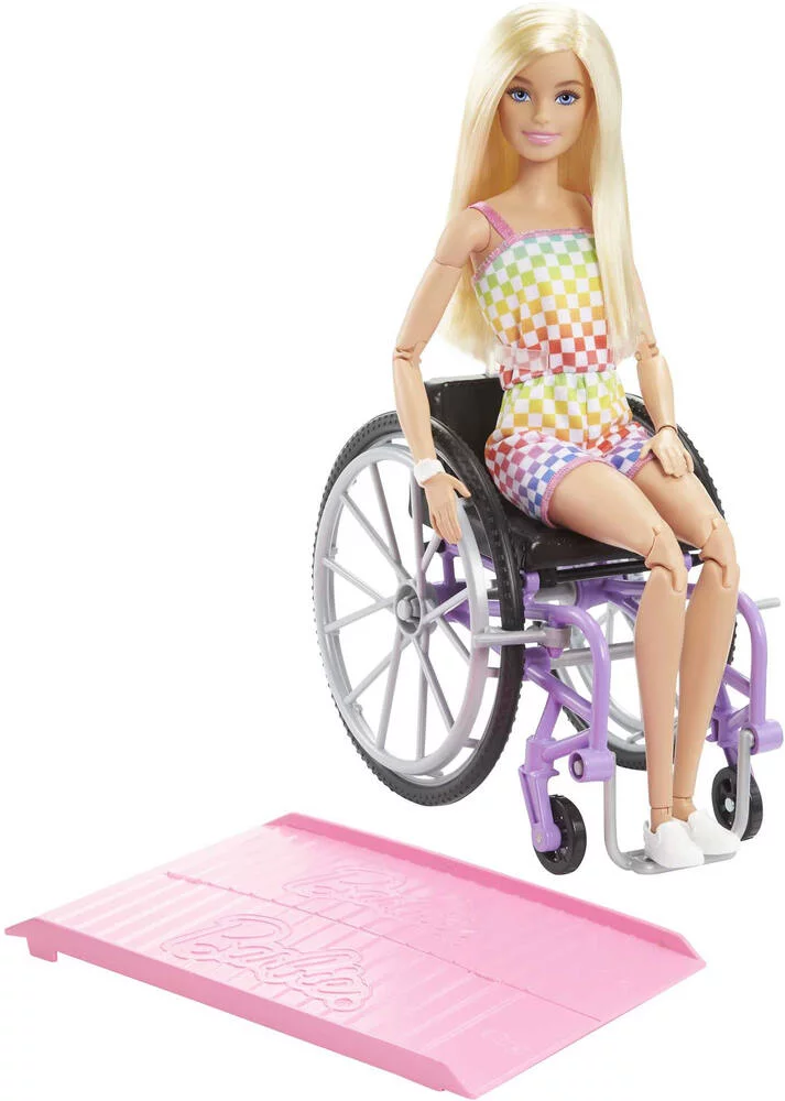 BARBIE - POUPEE  BLONDE ET FAUTEUIL ROULANT