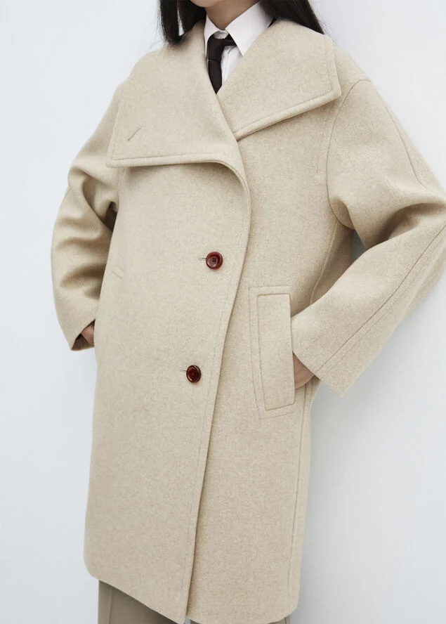 MANGO Midi maxi lapel coat Lt pastel grey