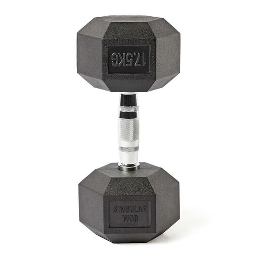 Treino individual com halteres hexagonais de 17,5 kg