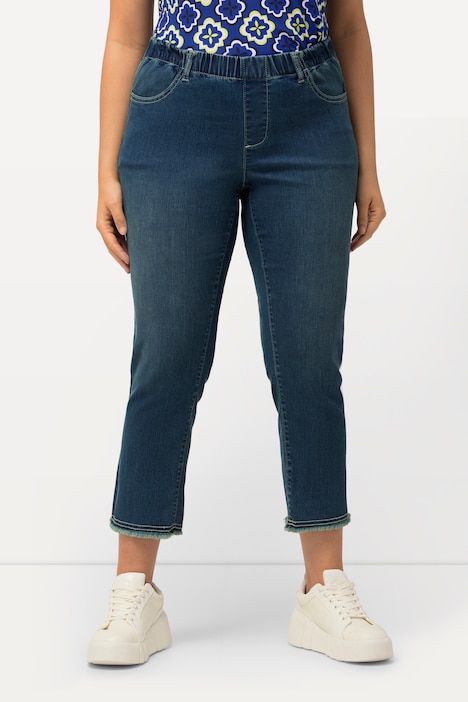 7/8-Jeans Sienna, Fransensaum, schmales Bein, Elastikbund