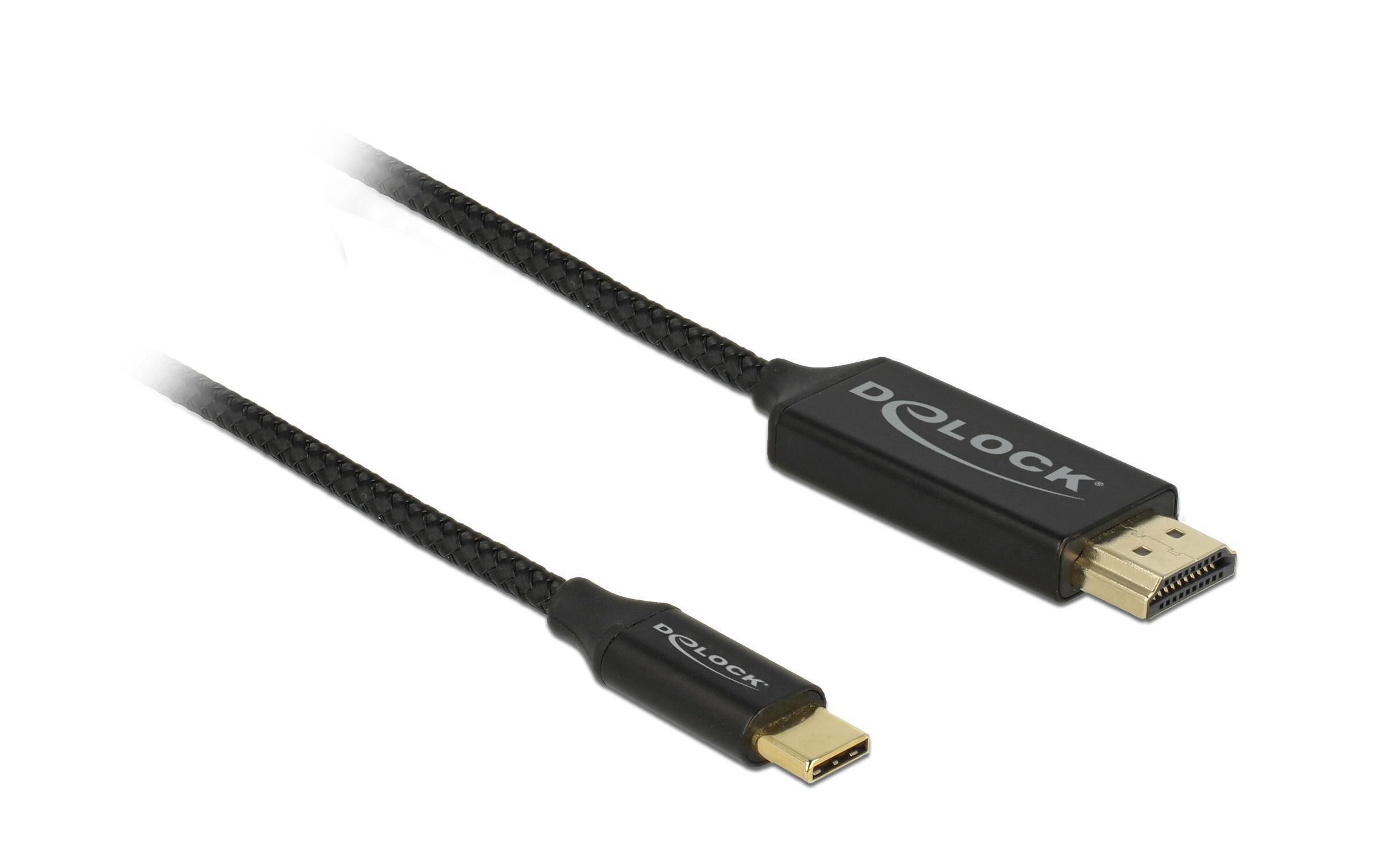 Kabel USB Type-C – HDMI koaxial Kabel, 1m, 4K/60HzDelock USB Kabel Type-C zu HDMI (DP Alt Mode) 4K 60 Hz 1 m koaxial